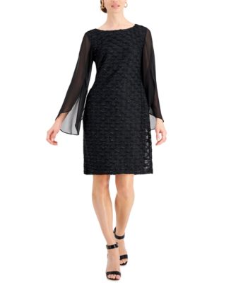 Connected Jacquard Cape Sleeve Dress - Macy's