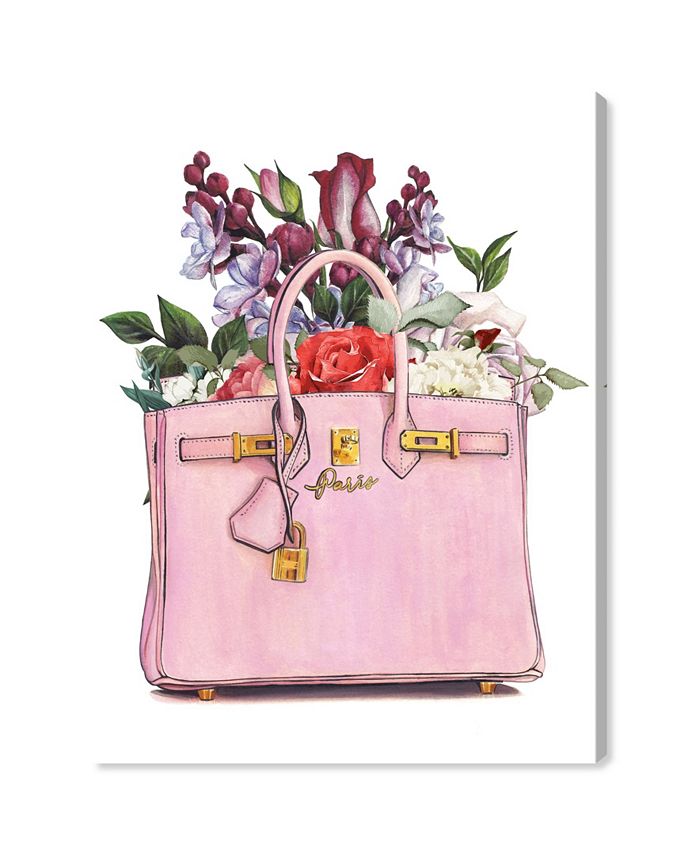 Oliver Gal Pink Bag with Flowers Fashion and Glam Wall Art Collection ...
