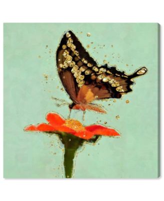 Butterfly Flower Floral and Botanical Wall Art, 12" x 12"