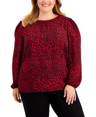 Kasper - Plus Size Cheetah-Print Top