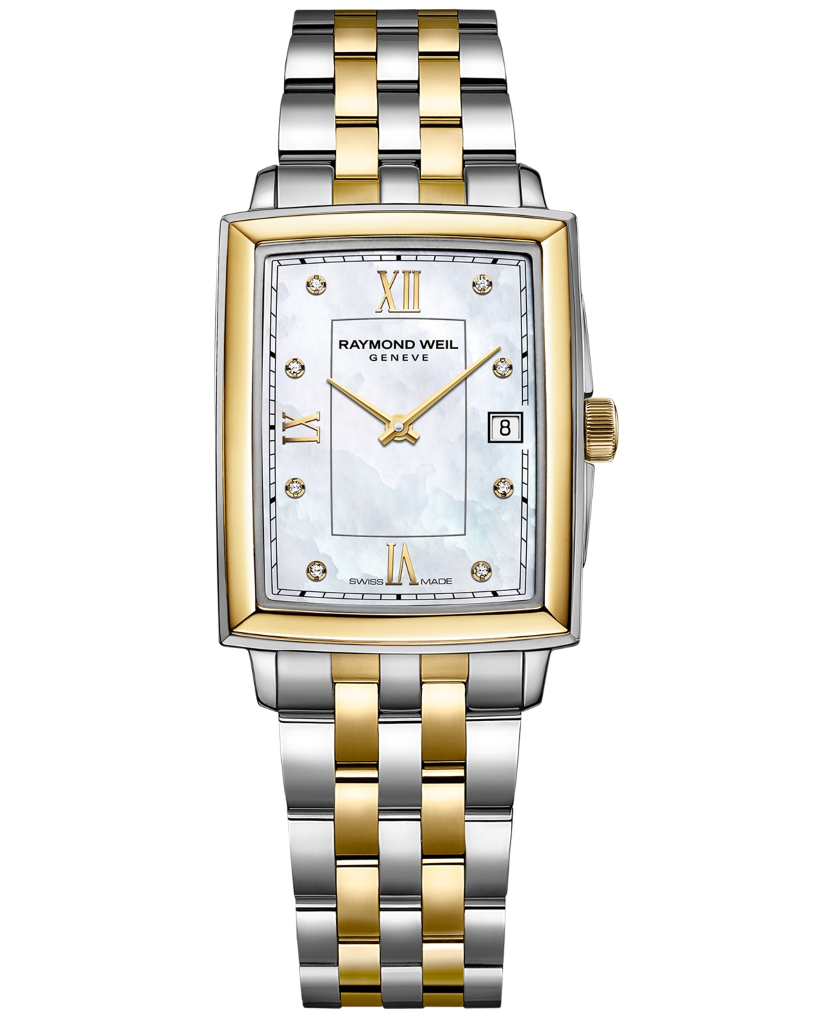 Shop Raymond Weil Women's Swiss Toccata Diamond Accent Two-tone Stainless Steel Bracelet Watch 22.6x28.1mm In White