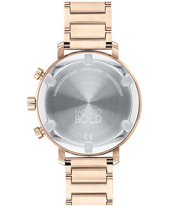 Movado - Women's Swiss Chronograph Bold Evolution Rose Gold Ion Plated Bracelet Watch 38mm