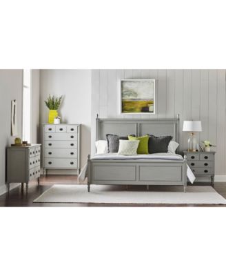 Furniture - Antique Panel Bed in French Grey 3pc Bedroom Set (King Bed, Chest & Nightstand)