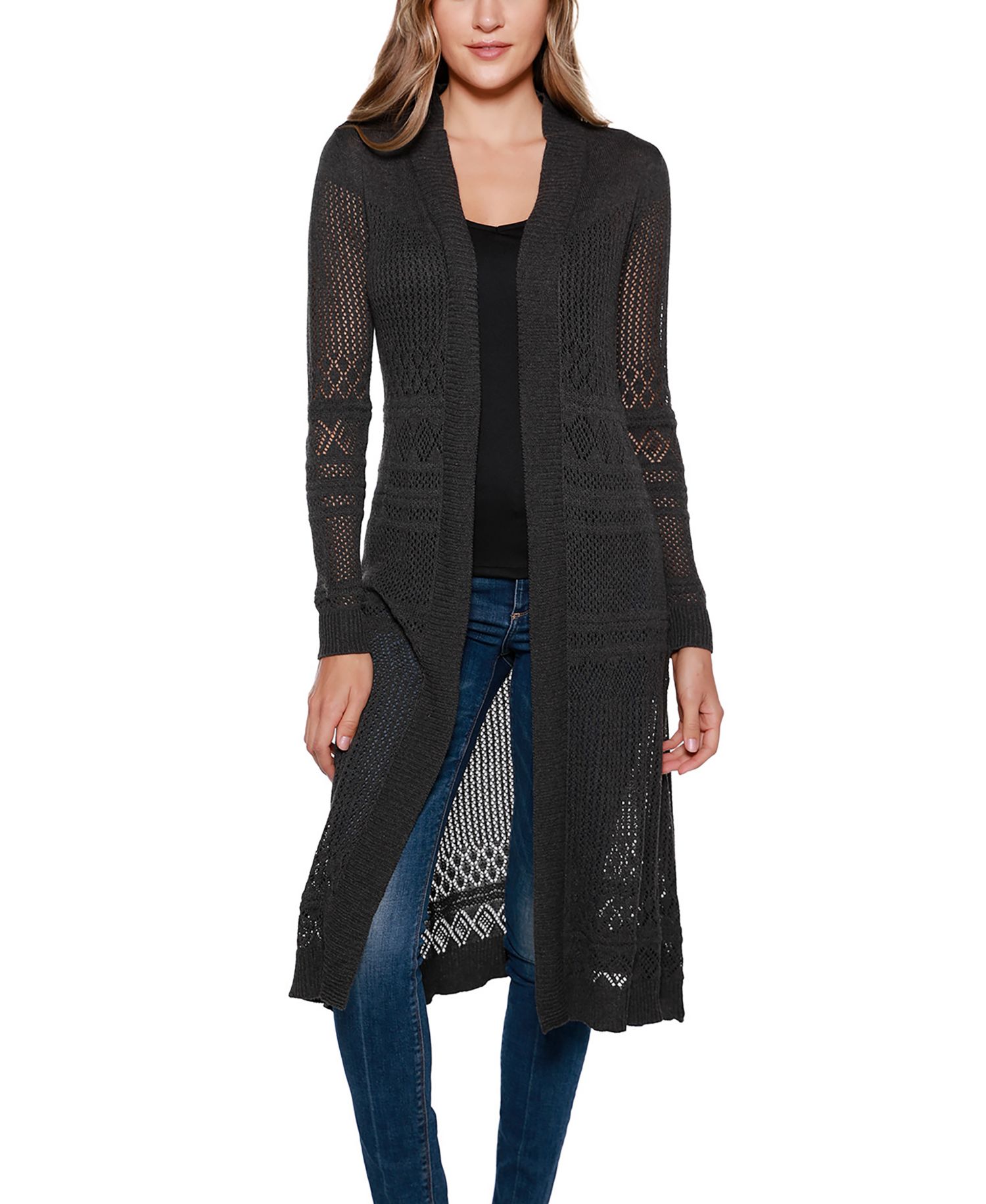 Women's Pointelle-Stitch Duster Cardigan Sweater