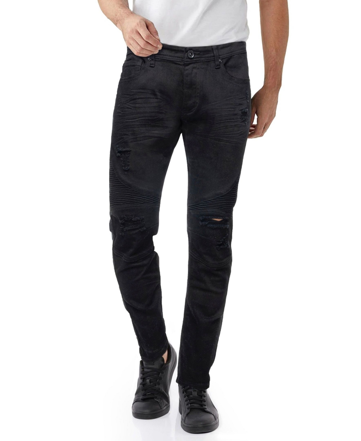 Men's Stretch Moto Jeans - Black