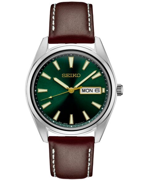 Мужские часы Seiko Essentials Brown Leather Strap Watch 40mm