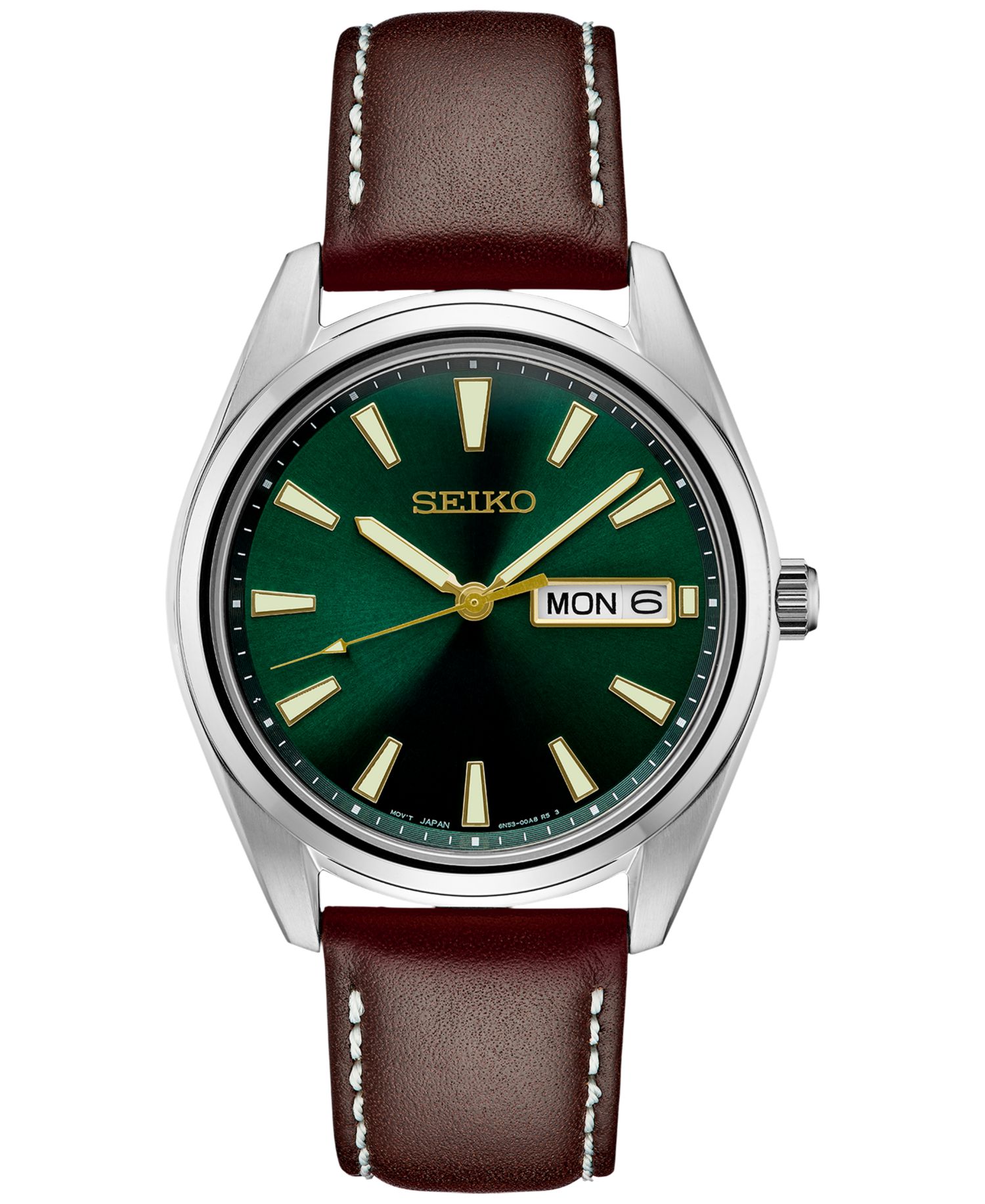 Men's Essentials Brown Leather Strap Watch 40mm