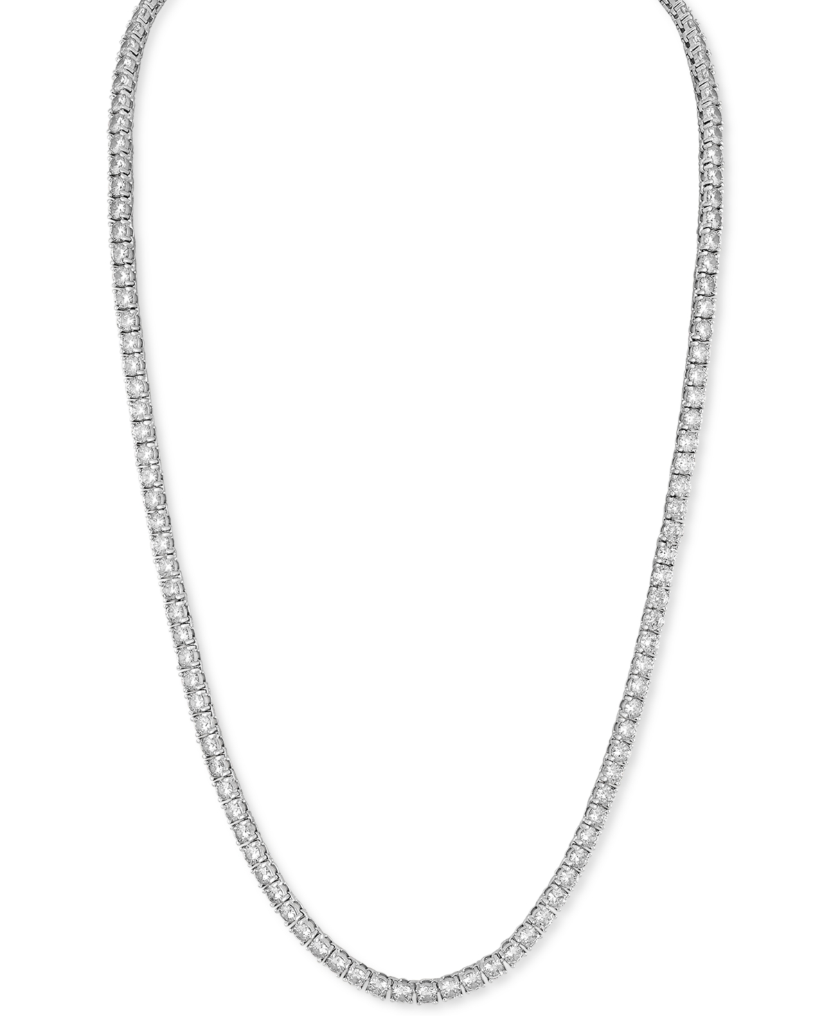 Shop Esquire Men's Jewelry Cubic Zirconia (4mm) Tennis Necklace 22" (also In Black Spinel), Created For Macy's In Cubic Zirconia,silver