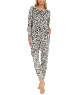 Photo 1 of SIZE LARGE Flora by Flora Nikrooz Leslie Printed Velour 2 Piece Pajama Set