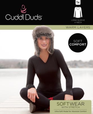 Cuddl Duds Softwear V-Neck Layering Long Sleeve Top