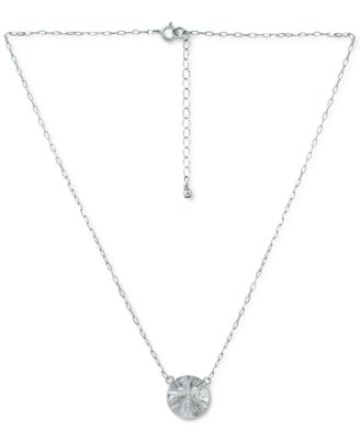 Cubic Zirconia Cross Disc Pendant Necklace, 16" + 2" extender