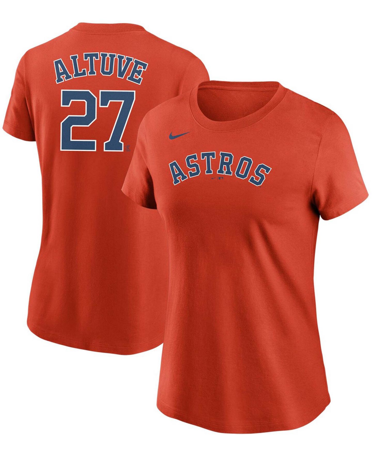 Женская футболка Nike Jose Altuve Orange Houston Astros Name and Number — фото 3