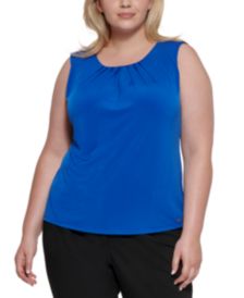 Plus Size Pleat-Neck Top