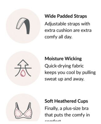 Women's Full Figure Plus Size Magic Lift Moisture Control Wirefree Bra 1064