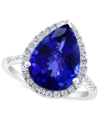 EFFY&reg; Tanzanite (6 ct. t.w.) & Diamond (3/8 ct. t.w.) Halo Ring in 14k White Gold