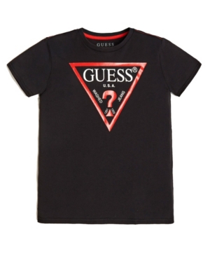 Shop Guess Big Boys Soft Jersey Short Sleeve Classic Logo T-shirt In Jet Black