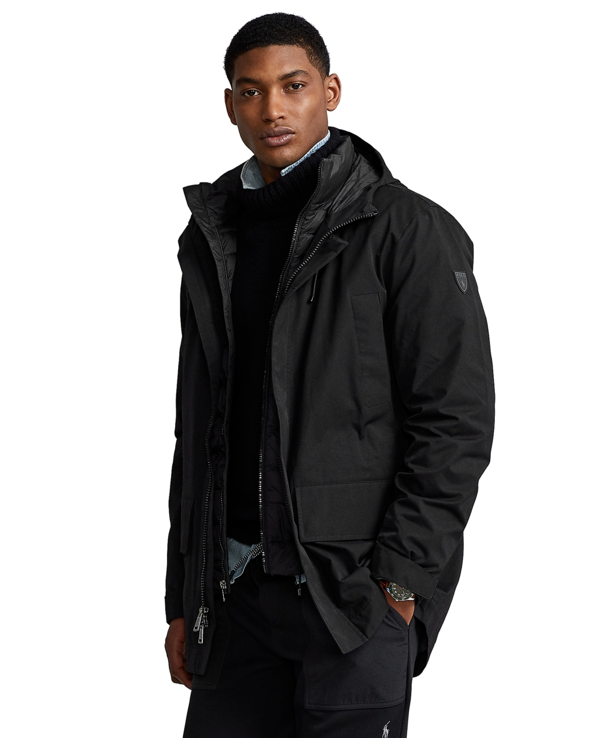 Polo Ralph Lauren Men's Twill Hooded Coat & Quilted Liner In Polo Black