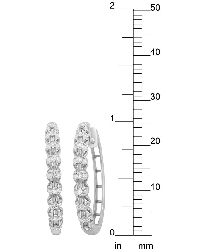 Macy's Diamond Hoop Earrings (1/4 ct. t.w.) in 10k White Gold Macy's