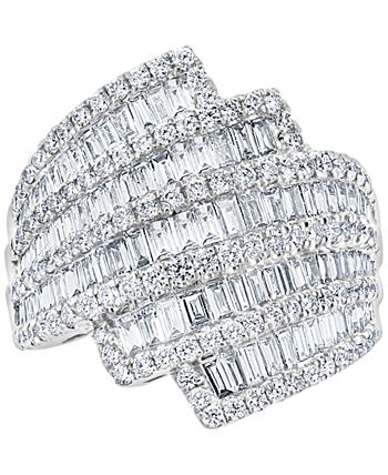 EFFY Collection - Diamond Baguette Multirow Statement Ring (7/8 ct. t.w.) in 14k White Gold
