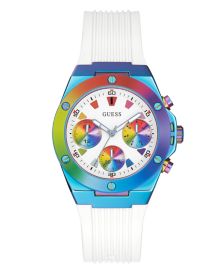 Unisex Tie Dye and White Silicone Strap Watch, 39mm