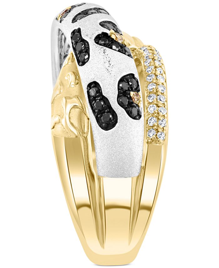 EFFY Collection - Multicolor Diamond Panther Print Crossover Ring (3/8 ct. t.w.) in 14k Gold & White Gold