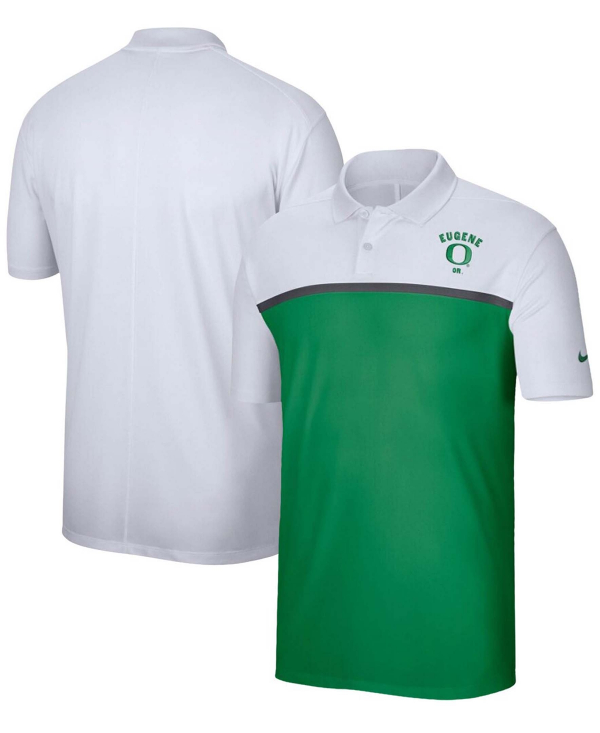 Men's Big and Tall White-Green Oregon Ducks Color Block Victory Performance Polo