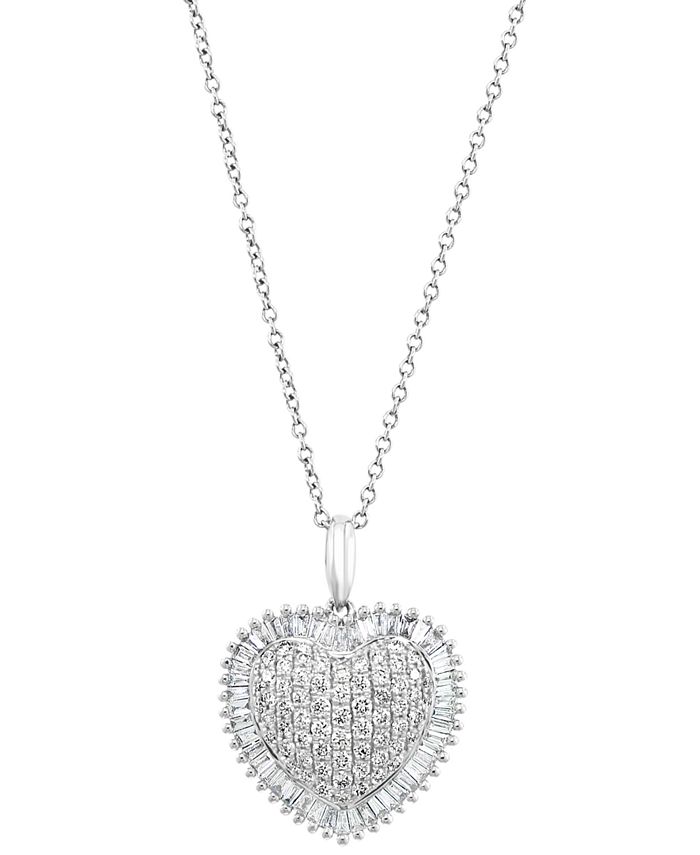 EFFY Collection - Diamond Heart Halo Cluster 18" Pendant Necklace (3/4 ct. t.w.) in 14k White Gold