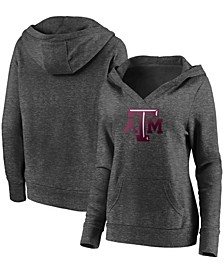Plus Size Heathered Charcoal Texas A&M Aggies Primary Logo V-Neck Pullover Hoodie