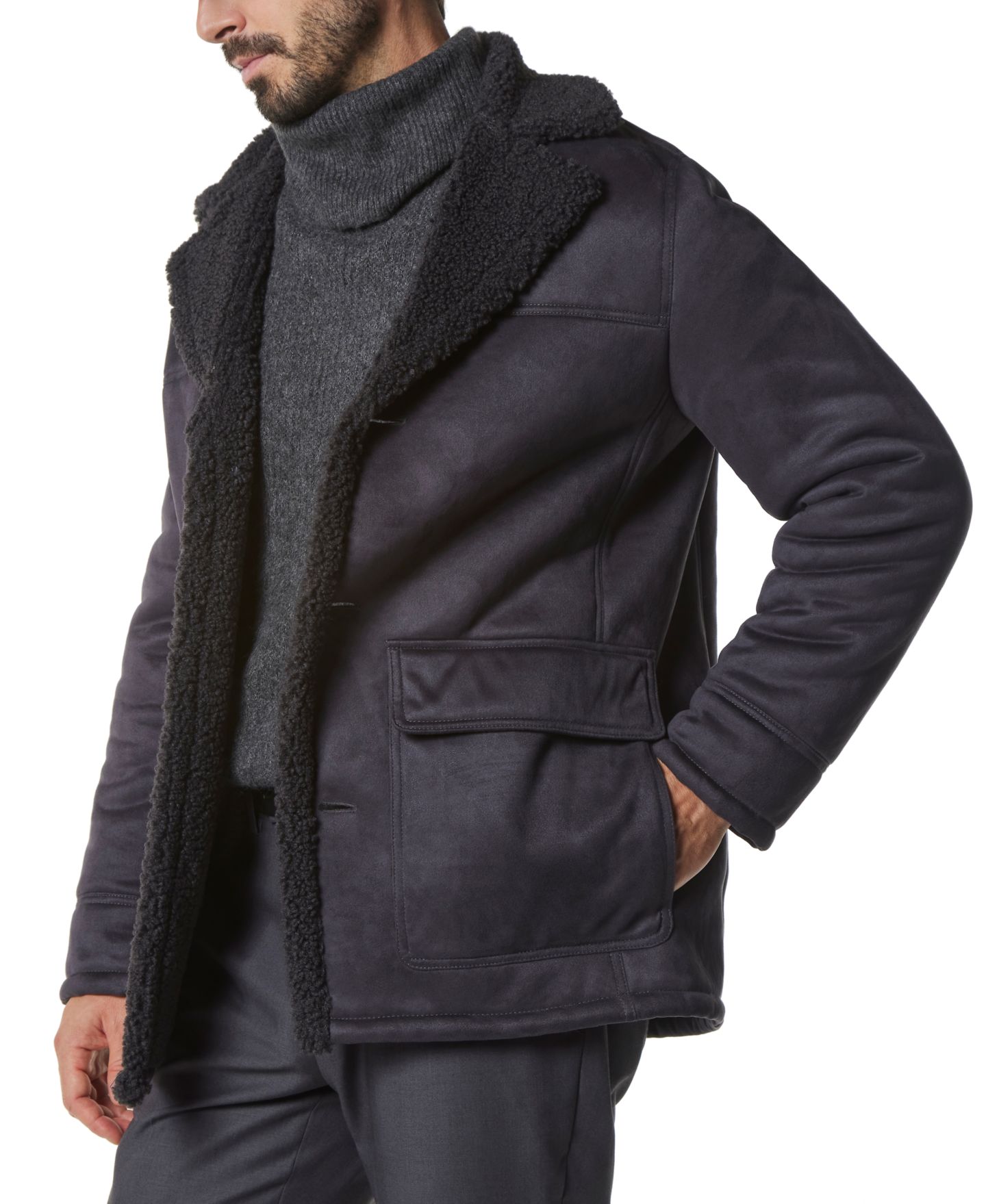 Мужская куртка Marc New York Jarvis Faux Shearling, цвет: Угольный — фото 4