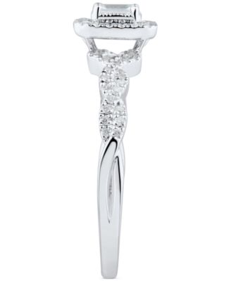 Diamond Octagon-Cut Halo Ring (1/3 ct. t.w.) in 14k White Gold