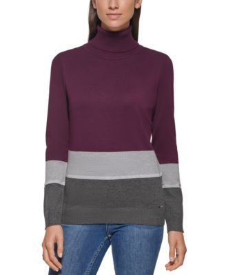 calvin klein colorblock turtleneck sweater