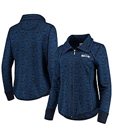 Women's College Navy Seattle Seahawks Sport Shell We Dance Tri-Blend Full-Zip Sweatshirt