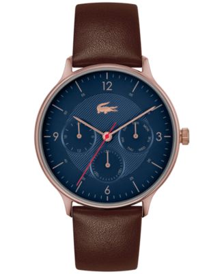 Lacoste - Men's  Club Brown Leather Strap Watch 42mm