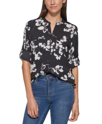 Calvin Klein - Printed Tab-Sleeve Shirt