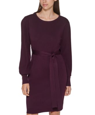 calvin klein tie waist sweater dress