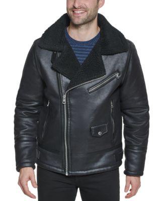 Calvin Klein - Men's Asymmetrical Faux Leather Moto Jacket