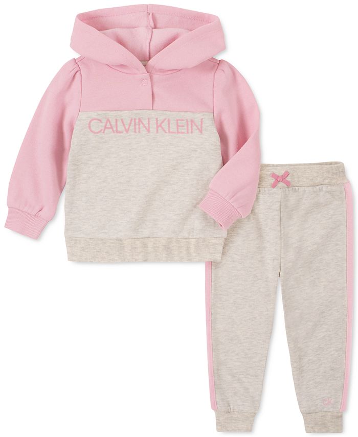 Calvin Klein Baby Girls 2Pc. Hooded Fleece Top & Pants Set Macy's