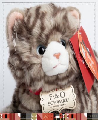 FAO Schwarz Toy Plush Realistic Tabby Cat