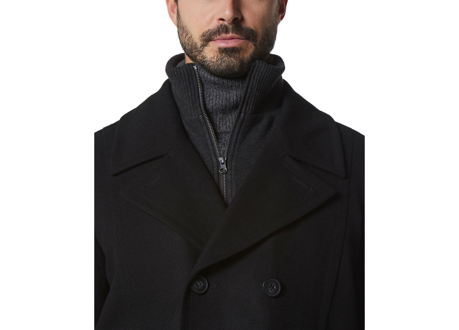 Men's Danton Peacoat with Inset Bib