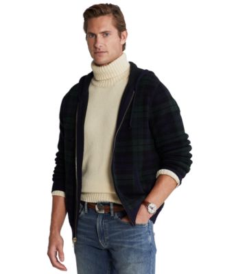 폴로 랄프로렌 Polo Ralph Lauren Mens Tartan Washable Wool Hooded Sweater,Green Multi
