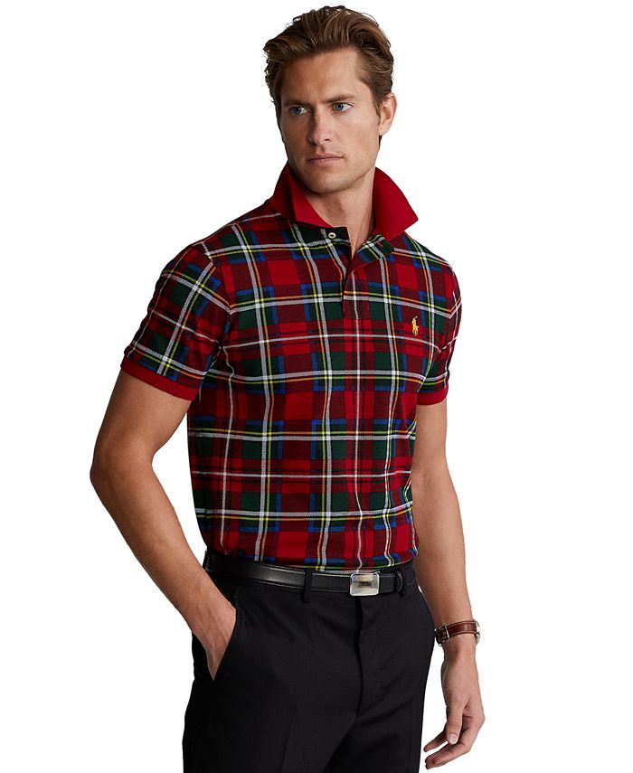 Polo Ralph Lauren Men's Custom Fit Tartan Mesh Polo Shirt Reviews - Polos Men - Macy's