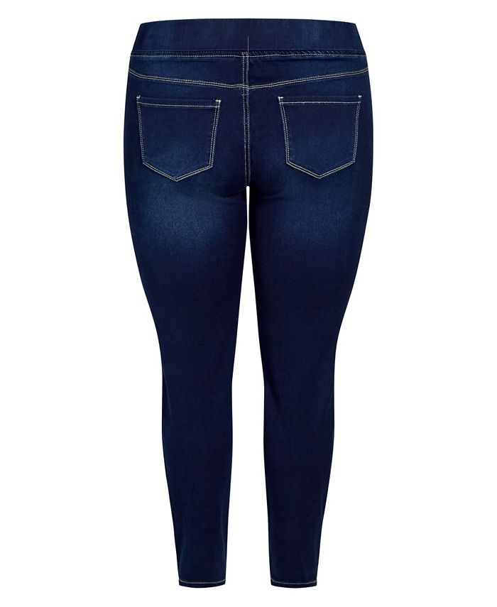 Avenue Plus Size Tall Butter Denim Mid Wash PullOn Jeans & Reviews