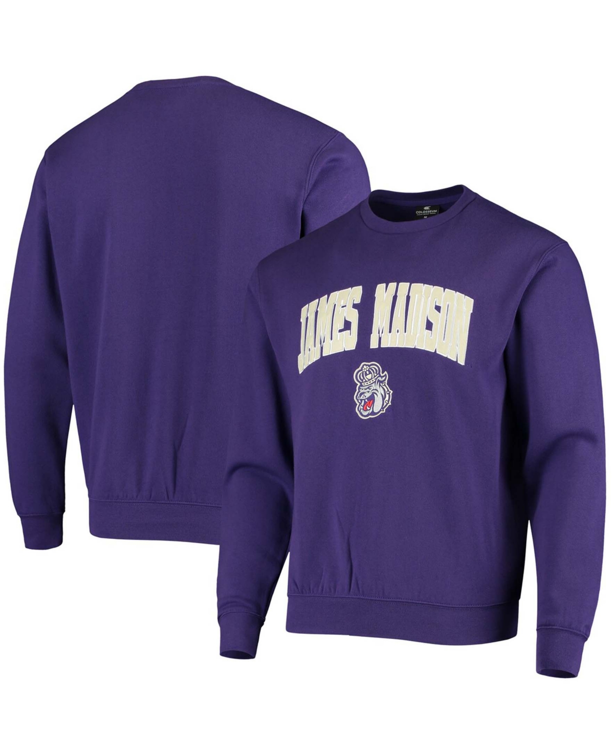 Colosseum Men's Big And Tall Purple James Madison Dukes Arch Logo Tackle Twill Pullover Sweatshirt