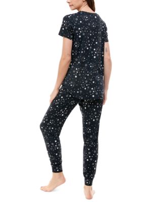 Printed Short Sleeve Top & Jogger Pajama Set