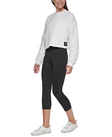 Women's Faux-Sherpa Cropped Pullover Top
