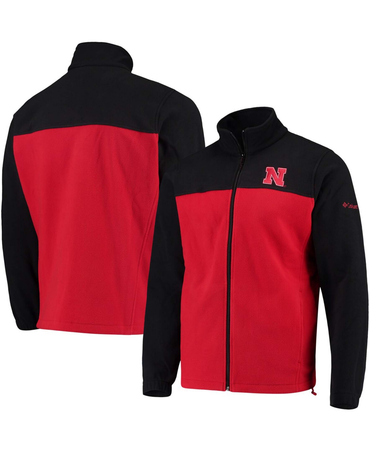 Men's Columbia Black, Scarlet Nebraska Huskers Flanker Iii Fleece Team Full-Zip Jacket - Black, Scarlet