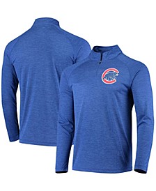 Men's Royal Chicago Cubs Iconic Striated Primary Logo Raglan Quarter-Zip Pullover Jacket