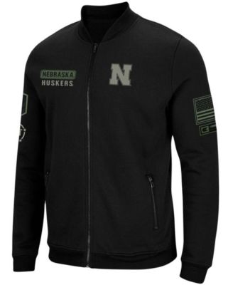 Men's Black Nebraska Huskers OHT Military-Inspired Appreciation High-Speed Bomber Full-Zip Jacket