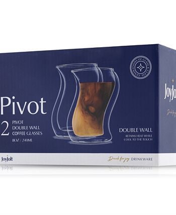 JoyJolt Pivot Double Wall Espresso Glasses, Set of 4 - Clear