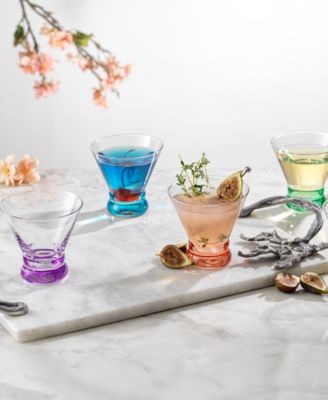Hue Colored Stemless Martini Glasses, Set of 6